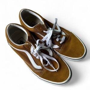 Vans Gold and White Suede Sneakers